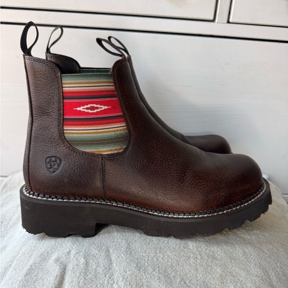 ARIAT WOMEN'S Leather Twin Gore WESTERN Brown BOOTS size 9,5B Aztec Spring Boho - Picture 13 of 17